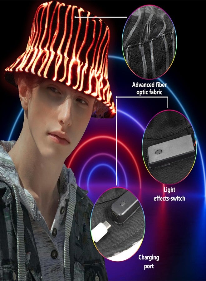 Litdevil Led Bucket Hat, Rave Led Hat 7 Colors, Neon Flashing Festival Gear, Light up Hat Rave Accessory, Funny Bucket Hat (US, Alpha, Large, Black) - Image 5